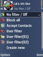 Call and SMS Filter for Symbian