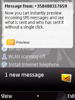 SMS Preview for Symbian